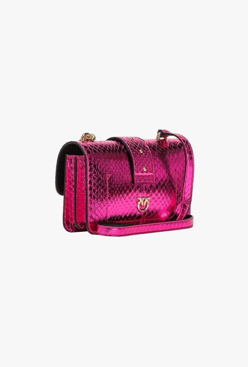 FUCHSIA-SHINY GOLD Pinko Galleria laminated reptile Mini Love Bag One | SMYVO10525