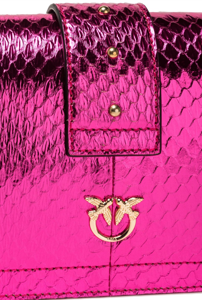 FUCHSIA-SHINY GOLD Pinko Galleria laminated reptile Mini Love Bag One | SMYVO10525