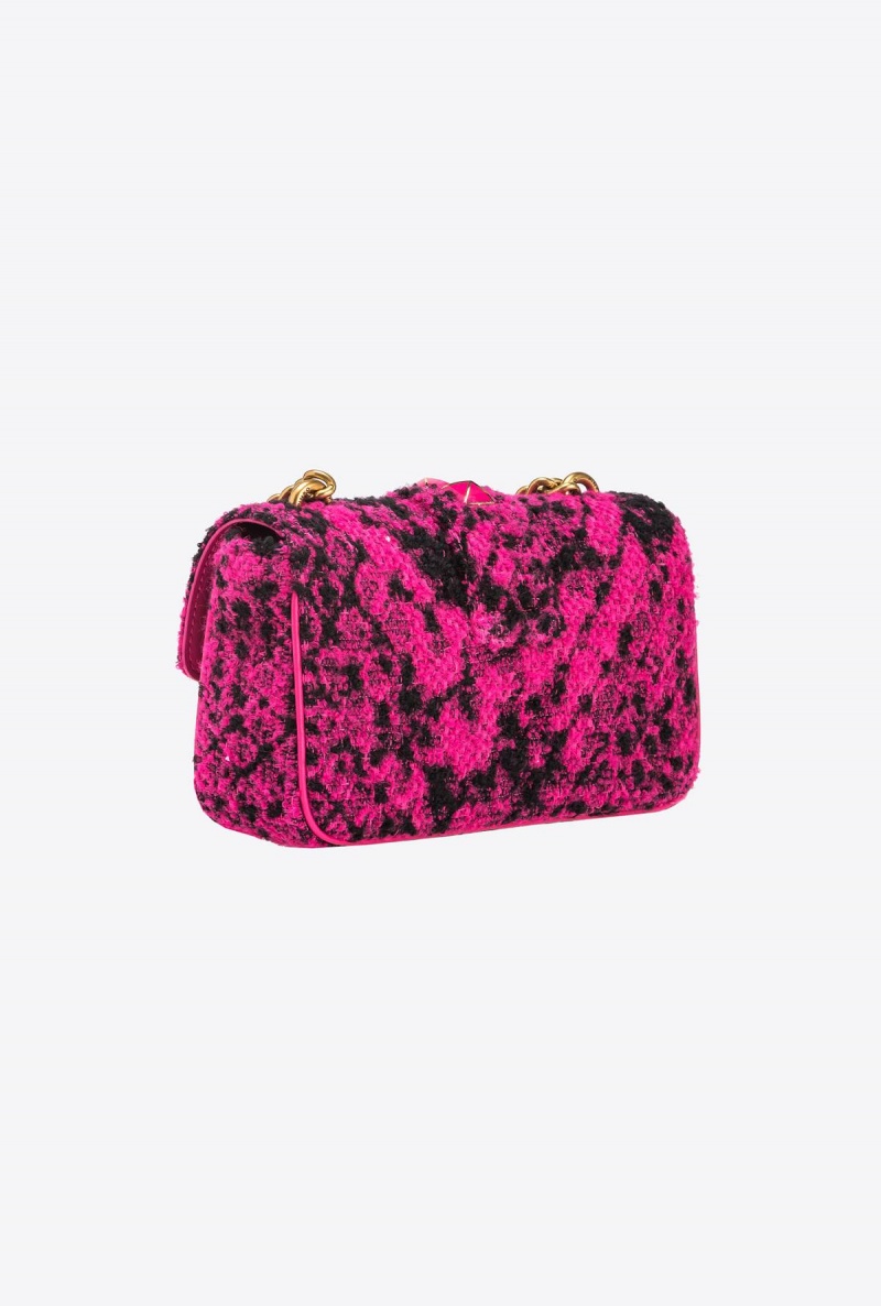 FUSCHIA/BLACK-ANTIQUE GOLD Pinko Mini Love Bag One in snake jacquard | UMYTG92678