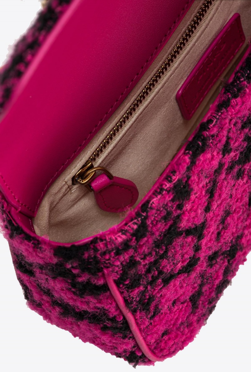 FUSCHIA/BLACK-ANTIQUE GOLD Pinko Mini Love Bag One in snake jacquard | UMYTG92678