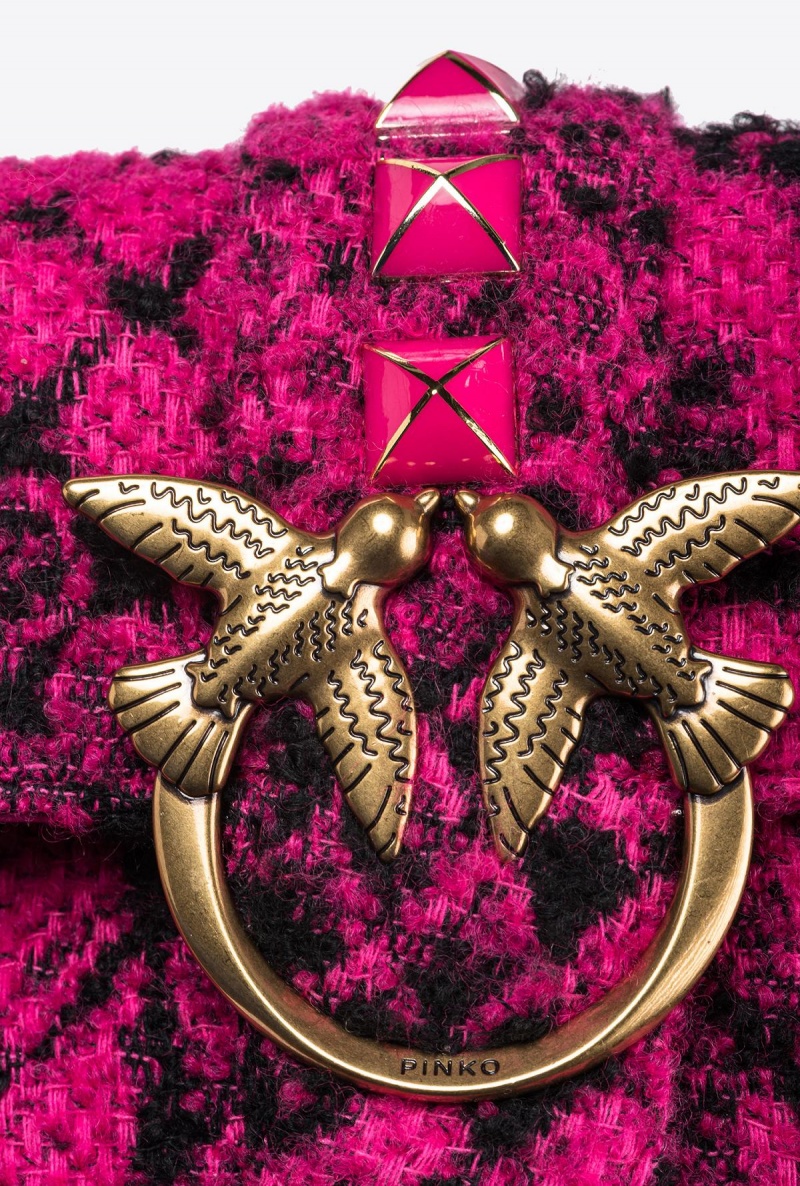 FUSCHIA/BLACK-ANTIQUE GOLD Pinko Mini Love Bag One in snake jacquard | MYQCS51881