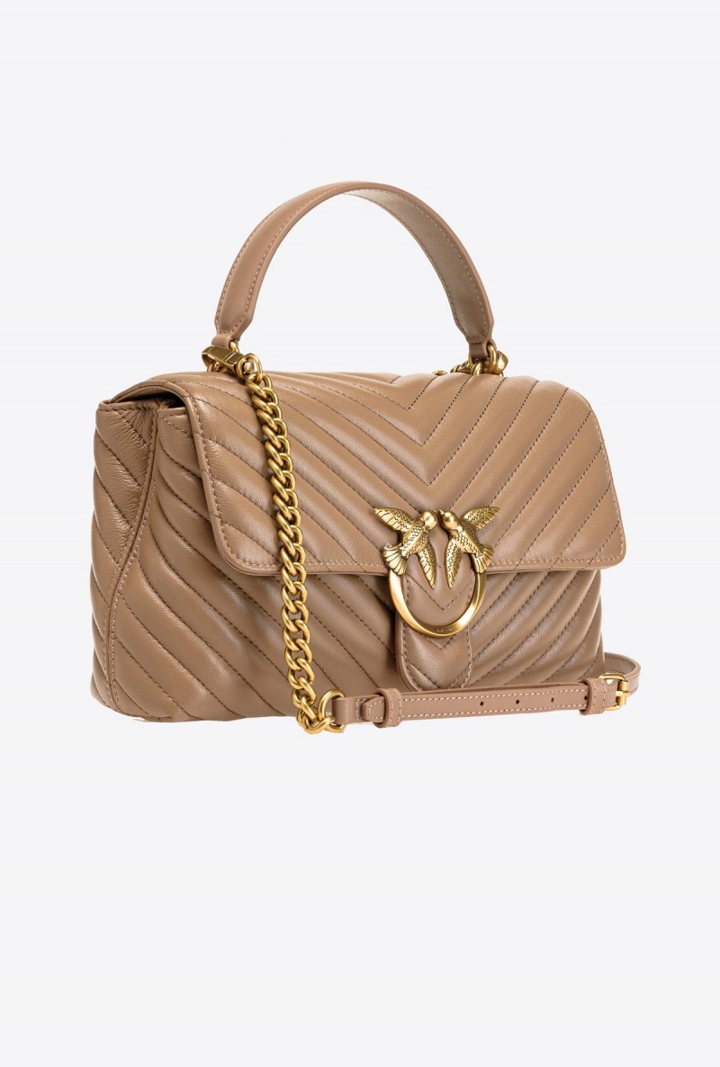 GINGER BISCUIT-ANTIQUE GOLD Pinko Classic Lady Love Bag Puff Chevron | YMYGT34270