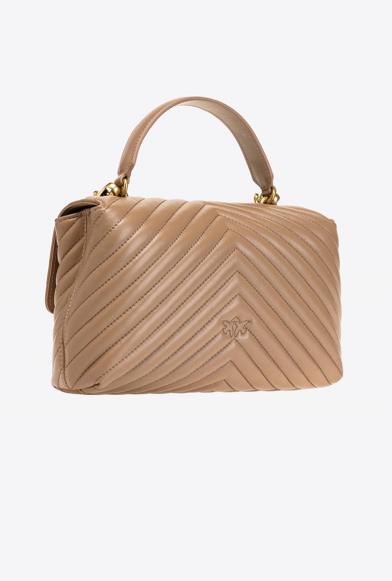GINGER BISCUIT-ANTIQUE GOLD Pinko Classic Lady Love Bag Puff Chevron | TMYWZ98564
