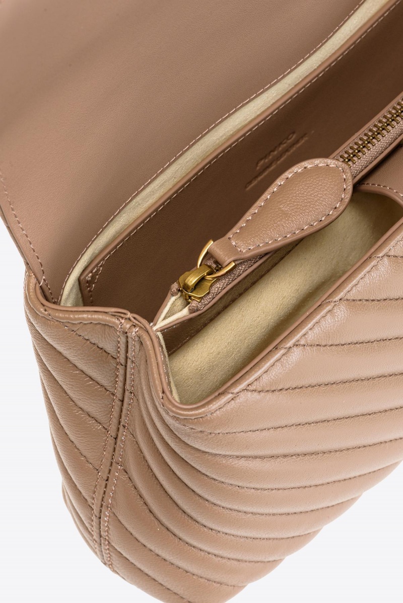GINGER BISCUIT-ANTIQUE GOLD Pinko Classic Lady Love Bag Puff Chevron | TMYWZ98564