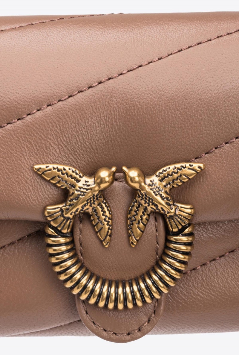 GINGER BISCUIT-ANTIQUE GOLD Pinko Micro Love Bag Puff Maxi Quilt con twist buckle | FMYUI35124