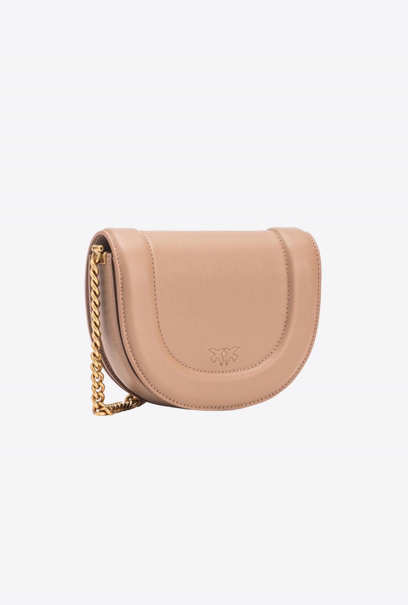 GINGER BISCUIT-ANTIQUE GOLD Pinko Mini Love Bag Click Round in leather | YMYGT74235