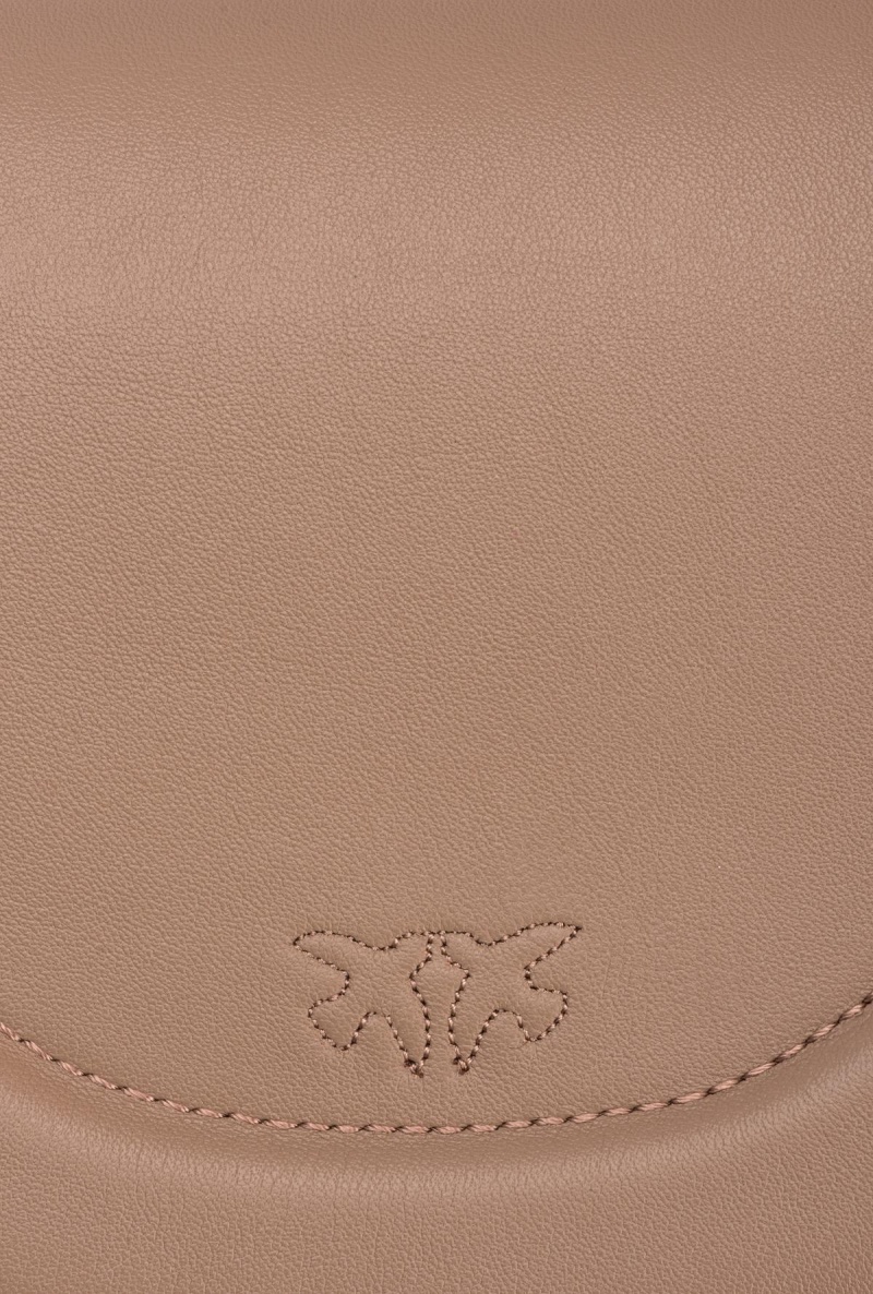 GINGER BISCUIT-ANTIQUE GOLD Pinko Mini Love Bag Click Round in leather | YMYGT74235