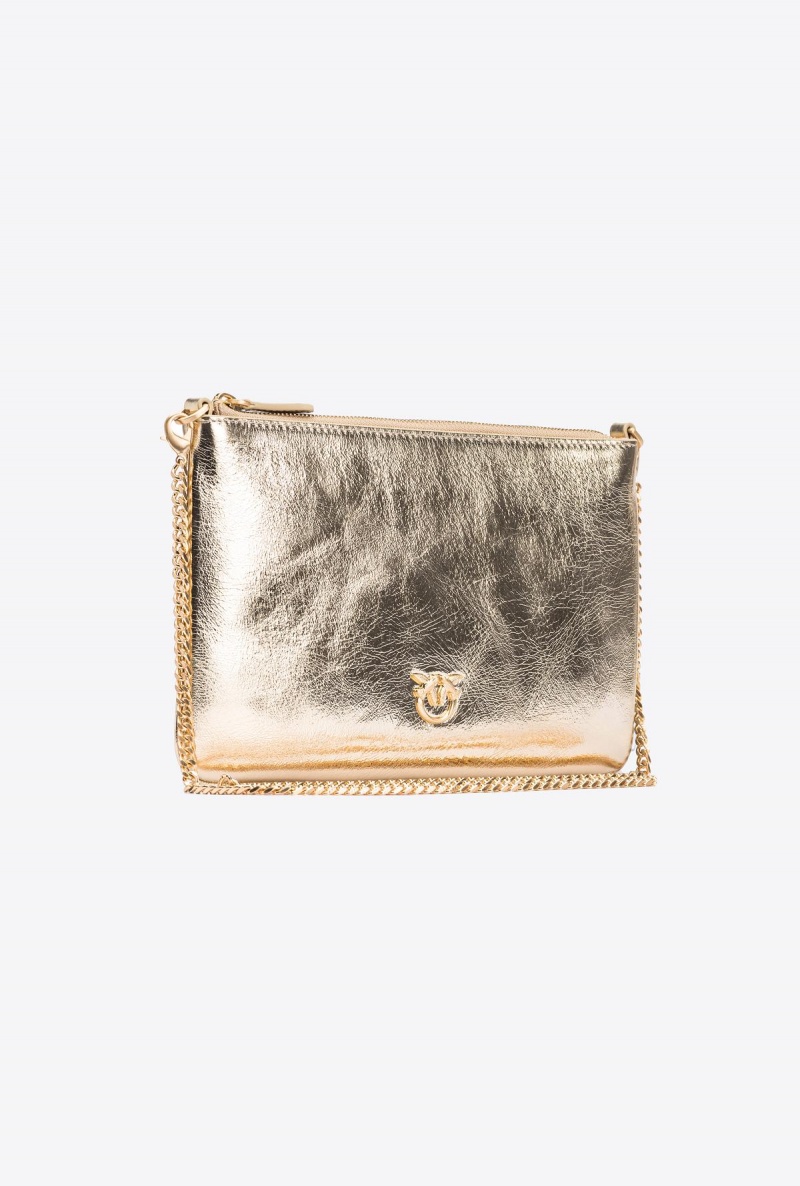GOLD-BLOCK COLOUR Pinko Galleria Classic Flat Bag in laminated leather | EMYHC29614