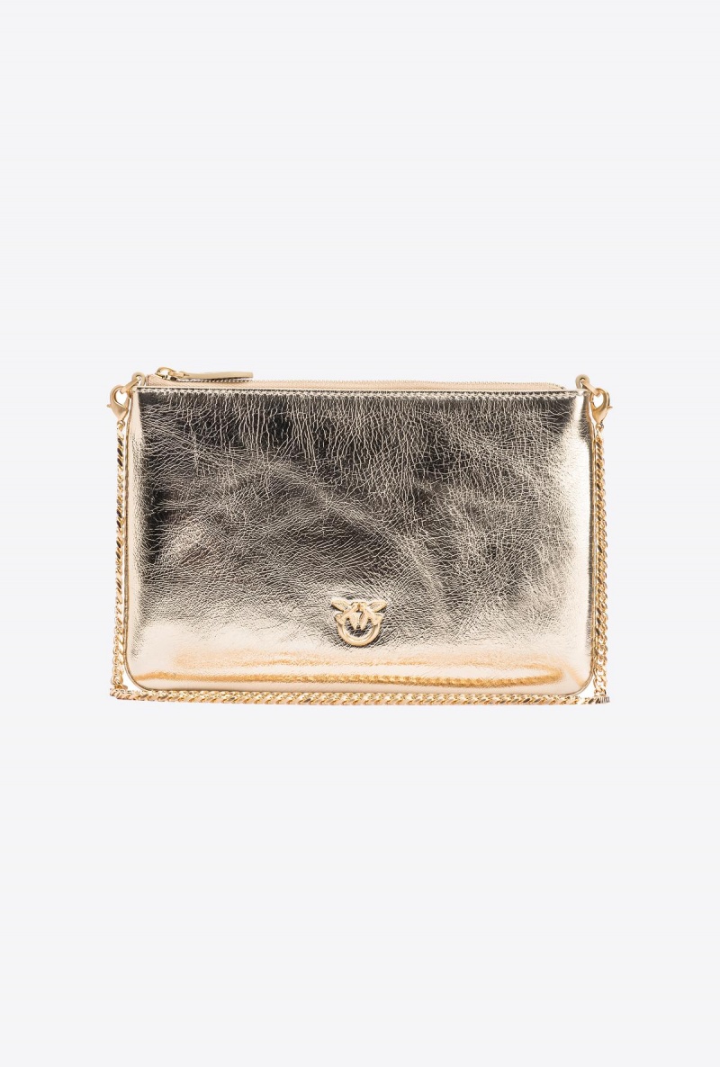 GOLD-BLOCK COLOUR Pinko Galleria Classic Flat Bag in laminated leather | PMYER25336