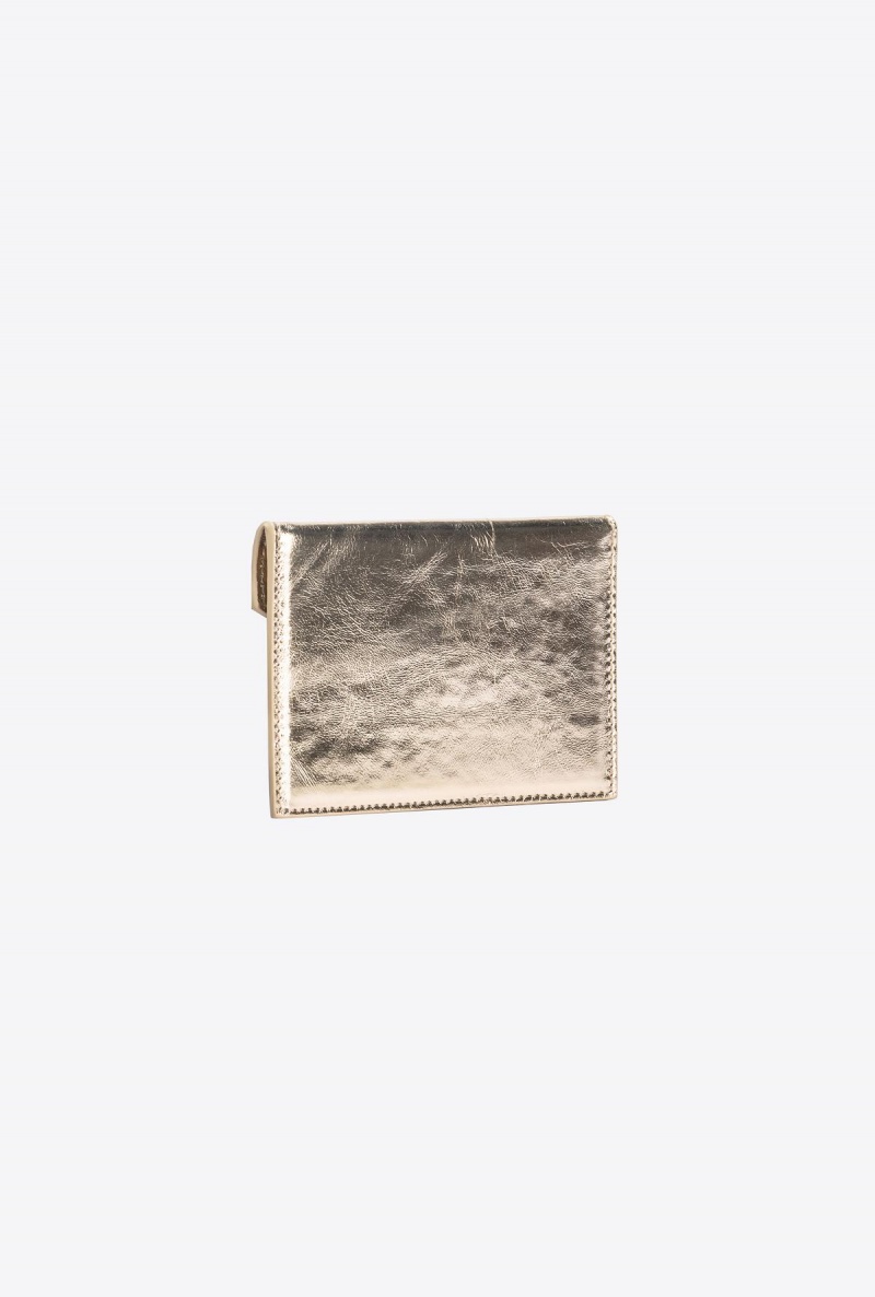 GOLD-BLOCK COLOUR Pinko Galleria flat laminated leather card holder | MYQAV41881