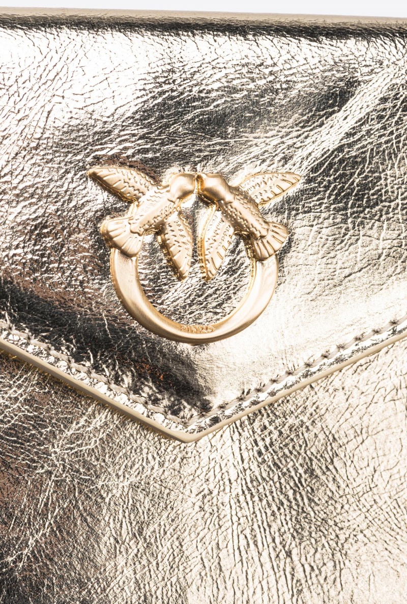 GOLD-BLOCK COLOUR Pinko Galleria flat laminated leather card holder | MYQAV41881
