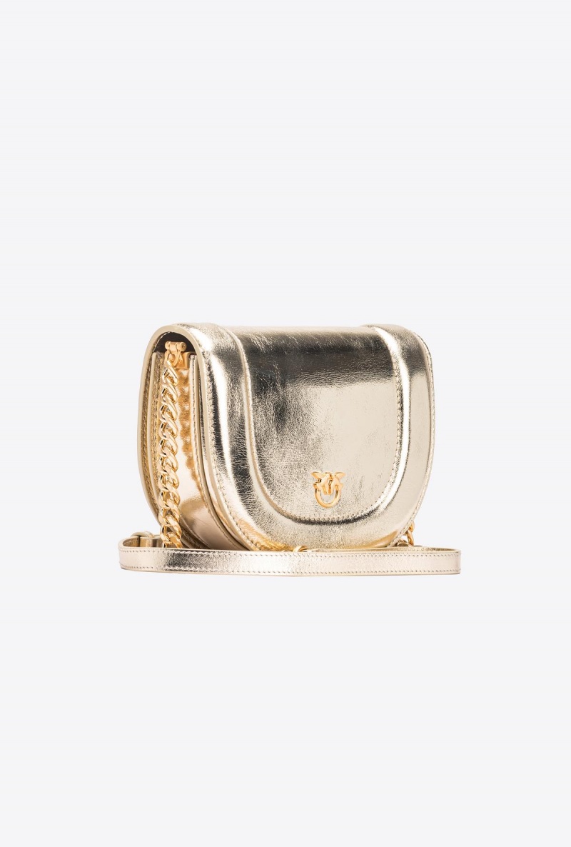 GOLD-BLOCK COLOUR Pinko Galleria laminated Mini Love Bag Click Round | LMYTR79735