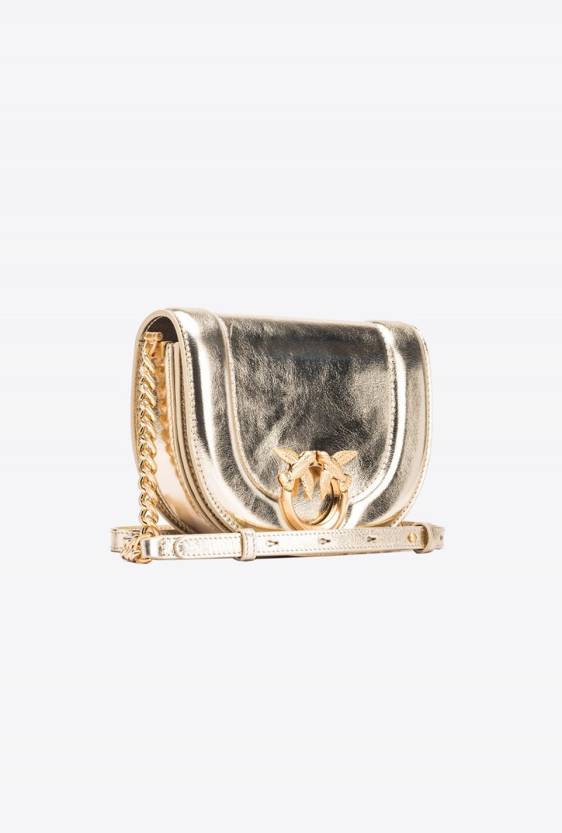 GOLD-BLOCK COLOUR Pinko Galleria laminated Mini Love Bag Click Round | LMYTR79735