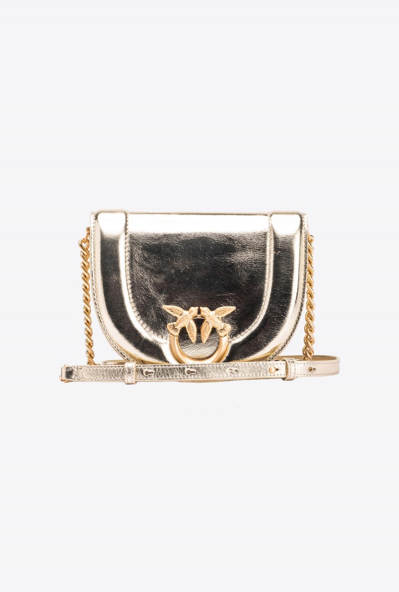 GOLD-BLOCK COLOUR Pinko Galleria laminated Mini Love Bag Click Round | LMYTR79735