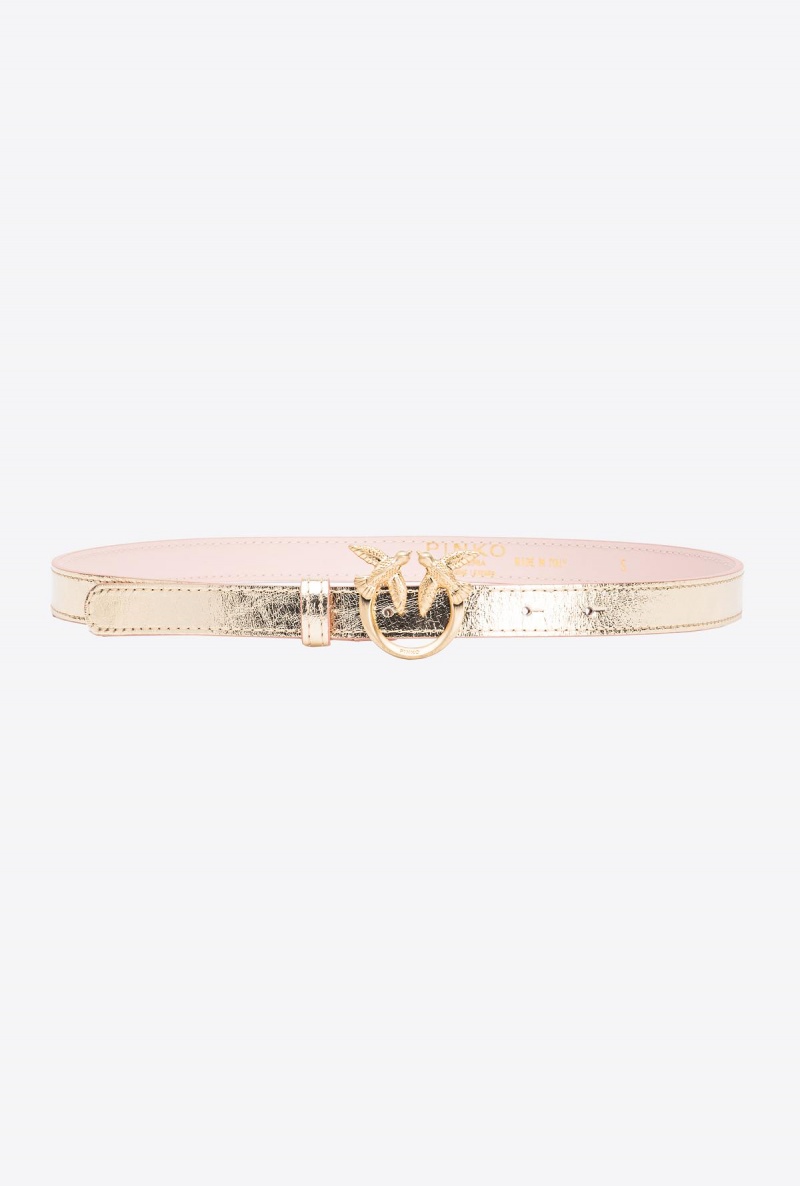 GOLD-BLOCK COLOUR Pinko Galleria thin laminated belt with Love Birds 2cm | TMYPQ26399