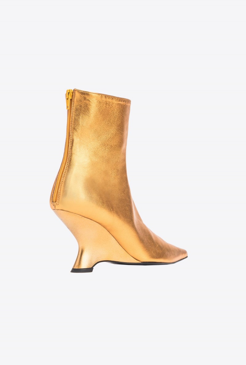 GOLD Pinko Laminated leather ankle boots | AMYWC96602