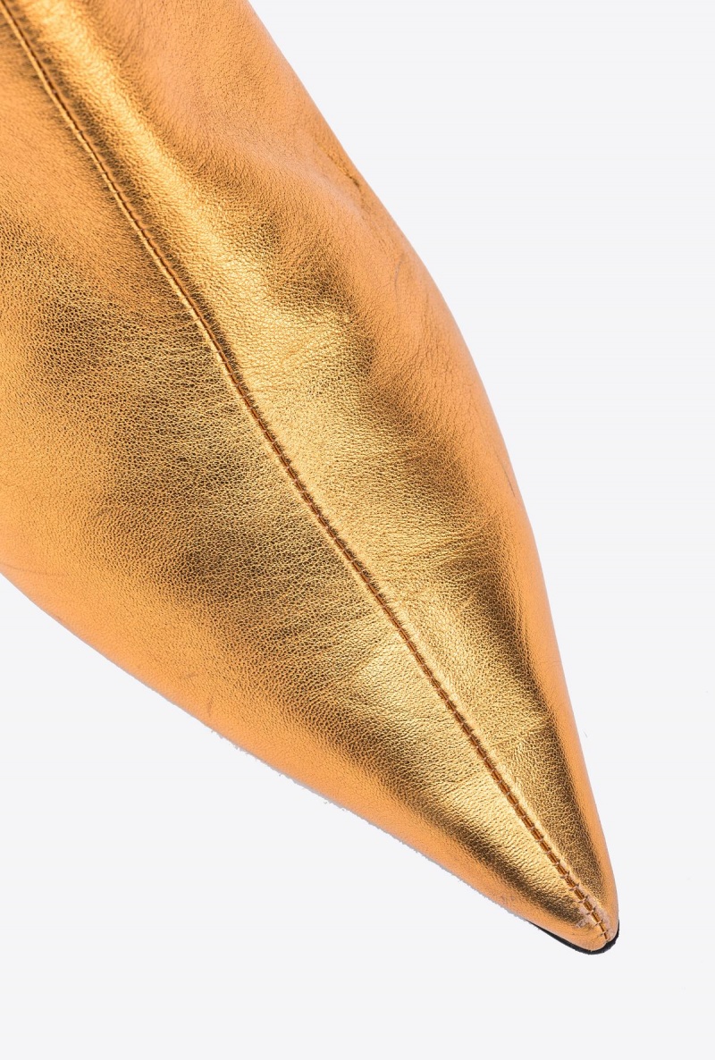 GOLD Pinko Laminated leather ankle boots | AMYWC96602