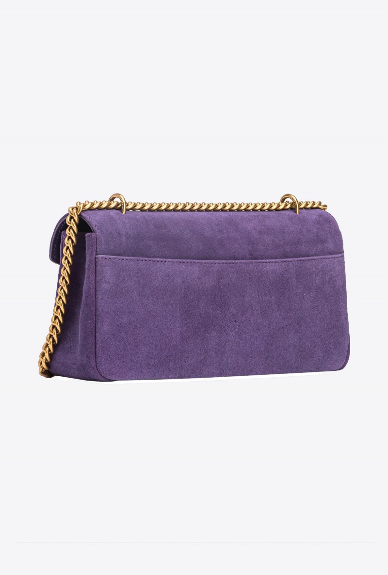 GRAPE PURPLE-ANTIQUE GOLD Pinko Cupido Bag Baguette in suede | MYDYB96710
