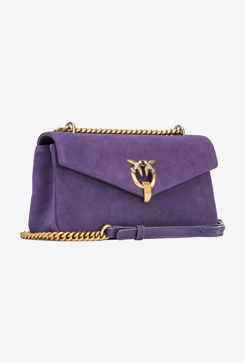 GRAPE PURPLE-ANTIQUE GOLD Pinko Cupido Bag Baguette in suede | MYDYB96710