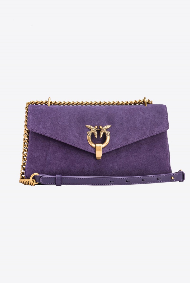 GRAPE PURPLE-ANTIQUE GOLD Pinko Cupido Bag Baguette in suede | MYDYB96710