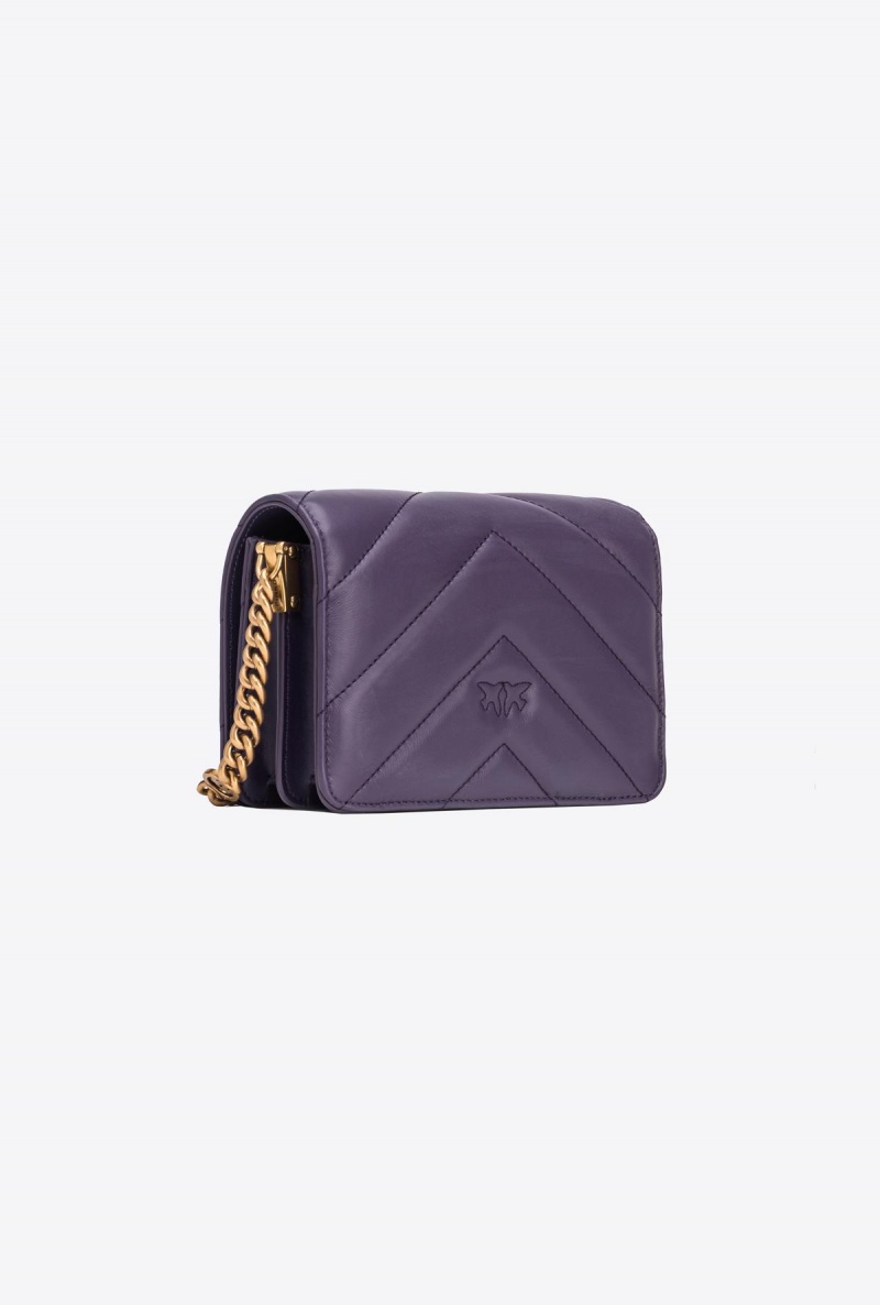 GRAPE PURPLE-ANTIQUE GOLD Pinko Mini Love Bag Click Big Chevron | XMYBH41875