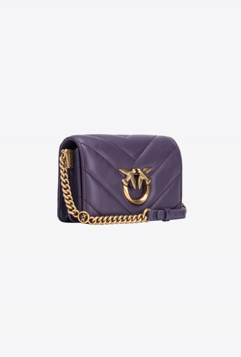 GRAPE PURPLE-ANTIQUE GOLD Pinko Mini Love Bag Click Big Chevron | XMYBH41875