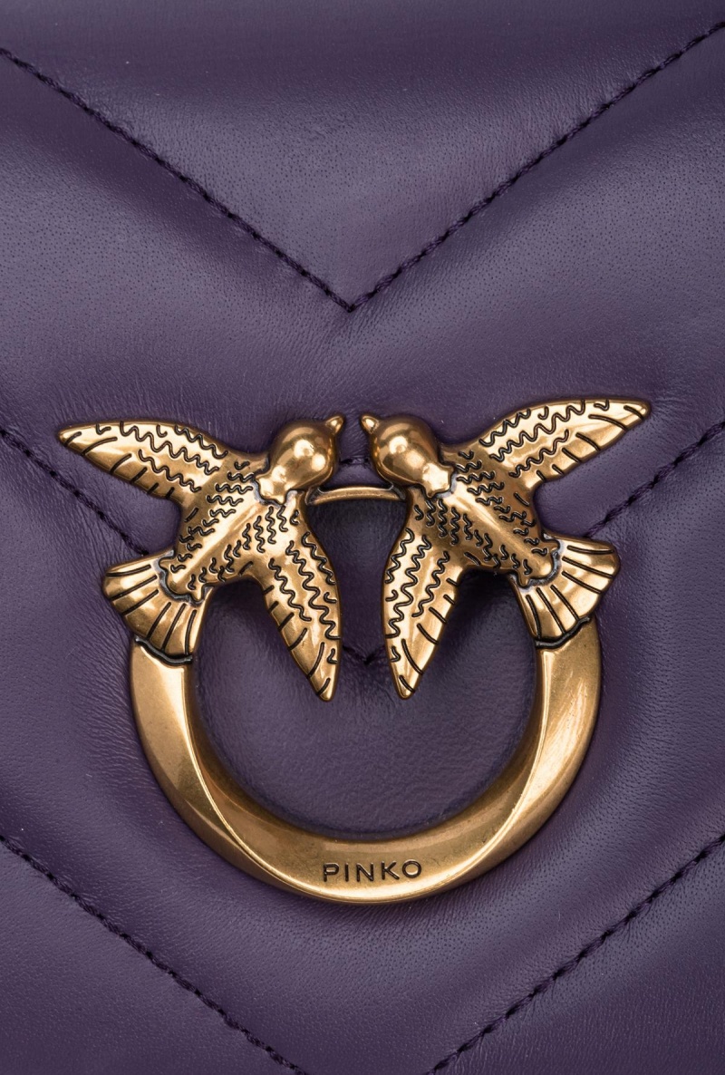 GRAPE PURPLE-ANTIQUE GOLD Pinko Mini Love Bag Click Big Chevron | XMYBH41875