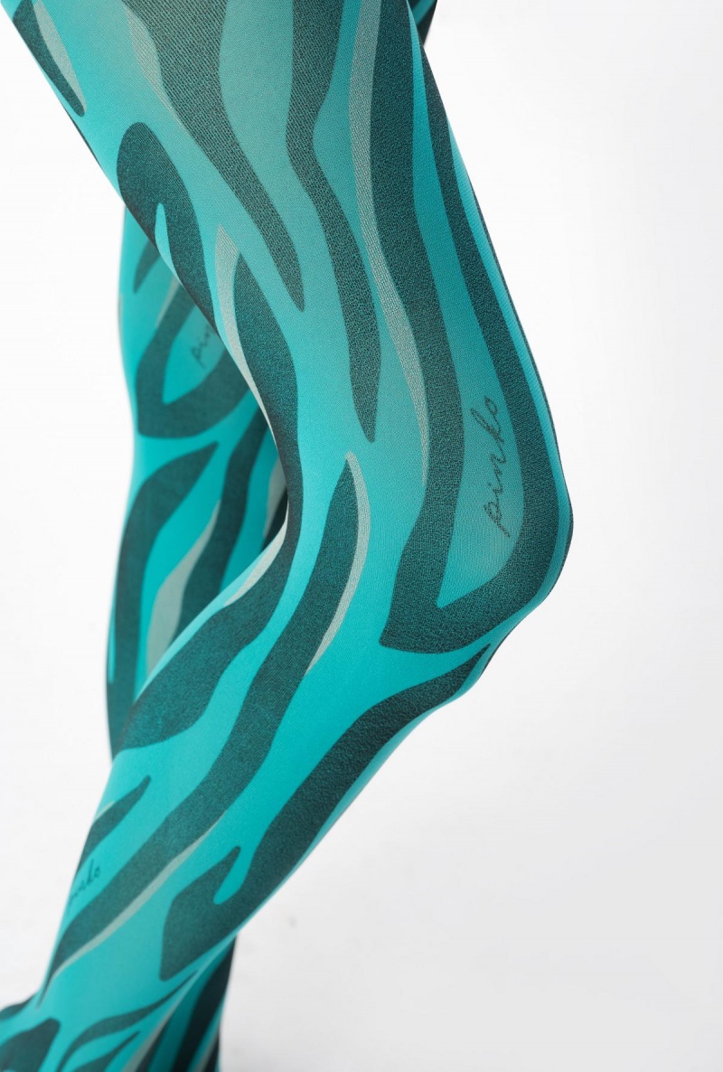 GREEN/BLACK/BURGUNDY Pinko Printed microfibre tights | PMYER39382