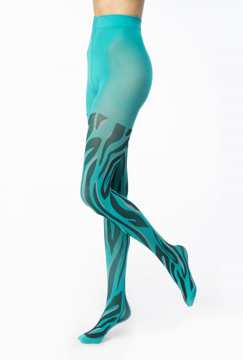 GREEN/BLACK/BURGUNDY Pinko Printed microfibre tights | PMYER39382