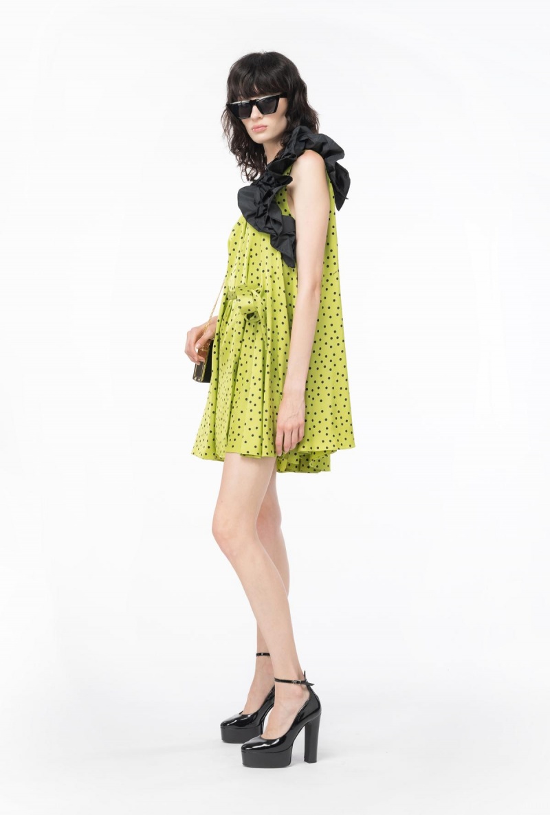 GREEN/BLACK Pinko Polka-dot mini dress | YMYGT97436