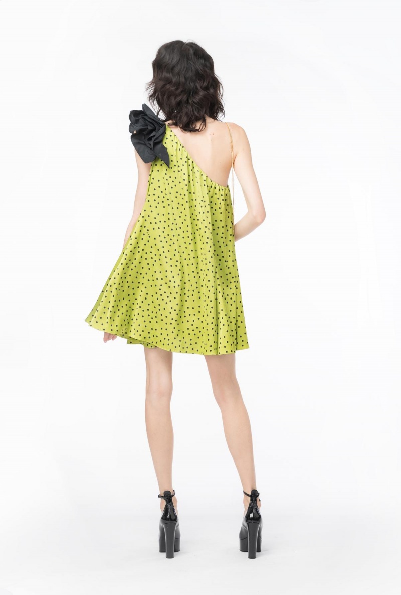 GREEN/BLACK Pinko Polka-dot mini dress | YMYGT97436