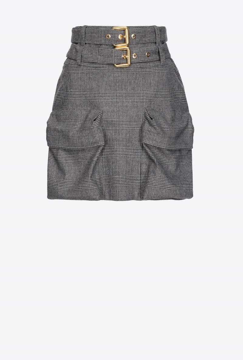 GREY/BLACK Pinko Double-belt mini skirt | MYXBR49068