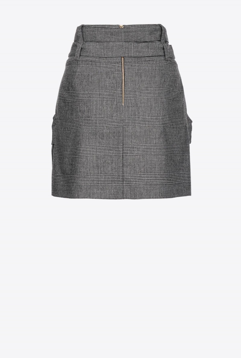GREY/BLACK Pinko Double-belt mini skirt | MYXBR49068
