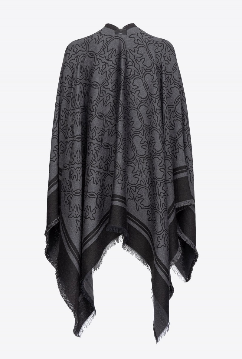 GREY/BLACK Pinko Love Birds jacquard cape | DMYVO44860
