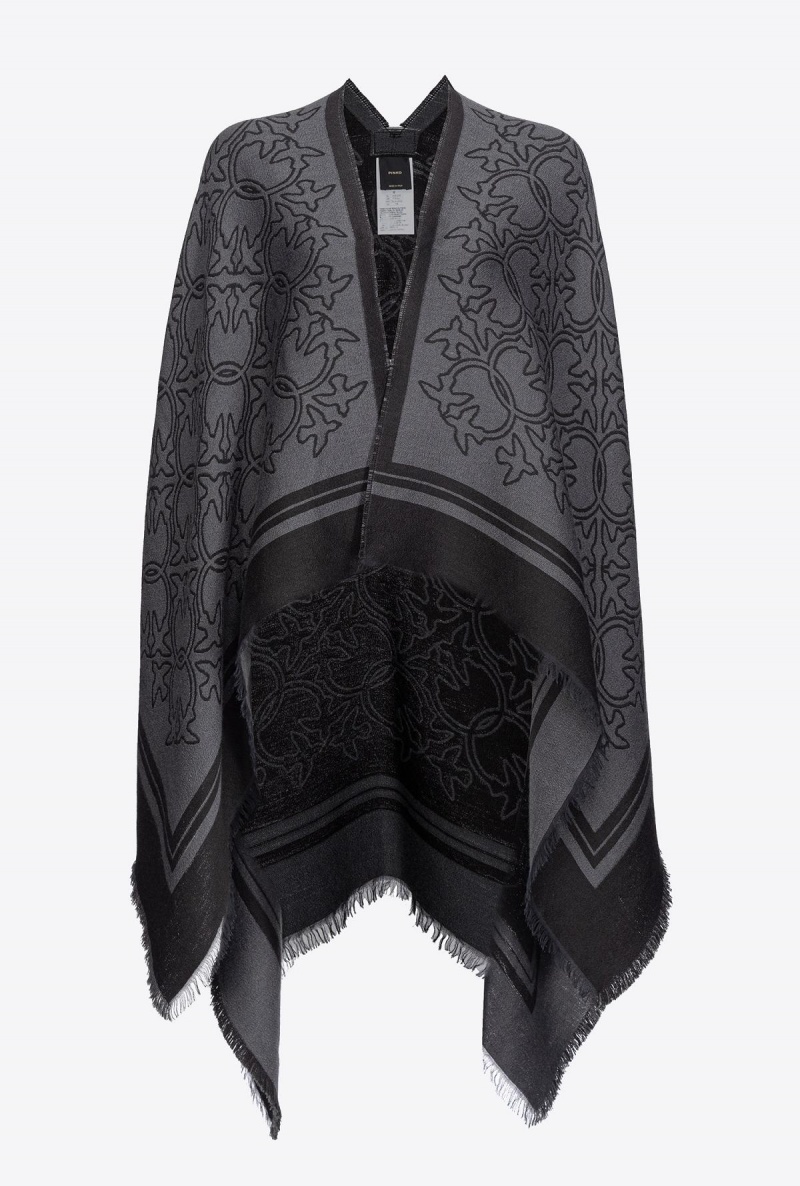 GREY/BLACK Pinko Love Birds jacquard cape | DMYVO44860