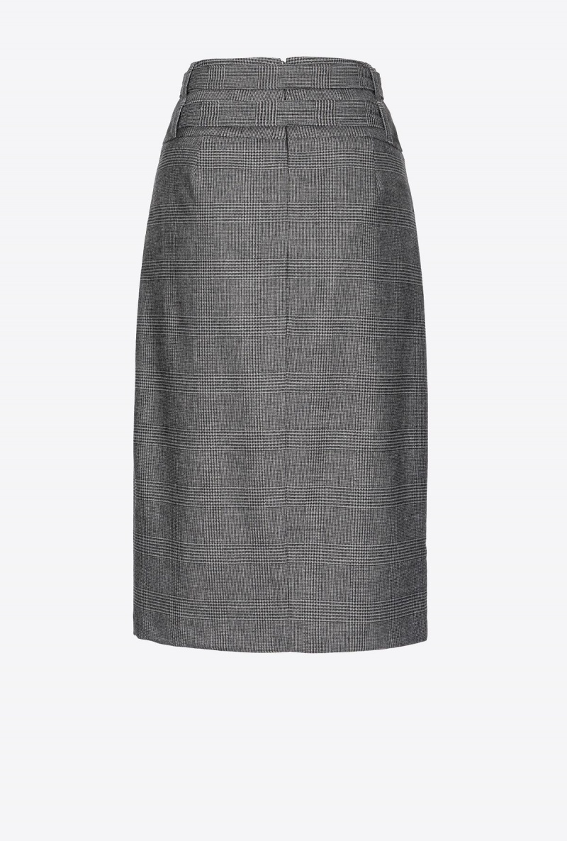 GREY/BLACK Pinko Prince-of-Wales calf-length skirt | LMYSX77780