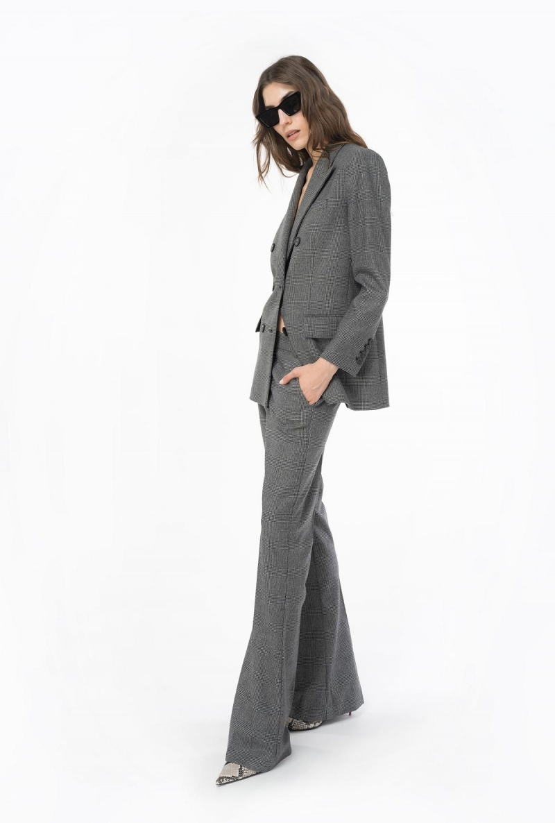 GREY/BLACK Pinko Prince-of-Wales flannel blazer | MYNZX93529