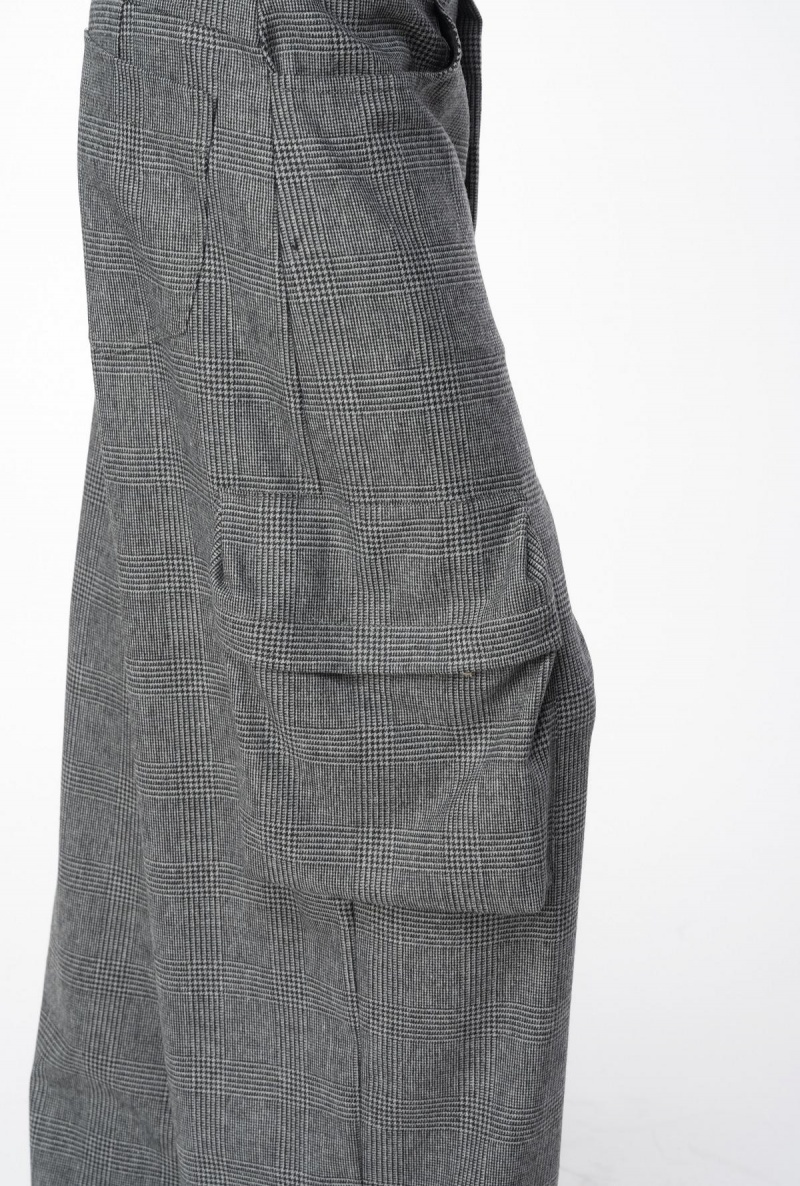 GREY/BLACK Pinko Prince-of-Wales flannel cargo trousers | ZMYNQ97052