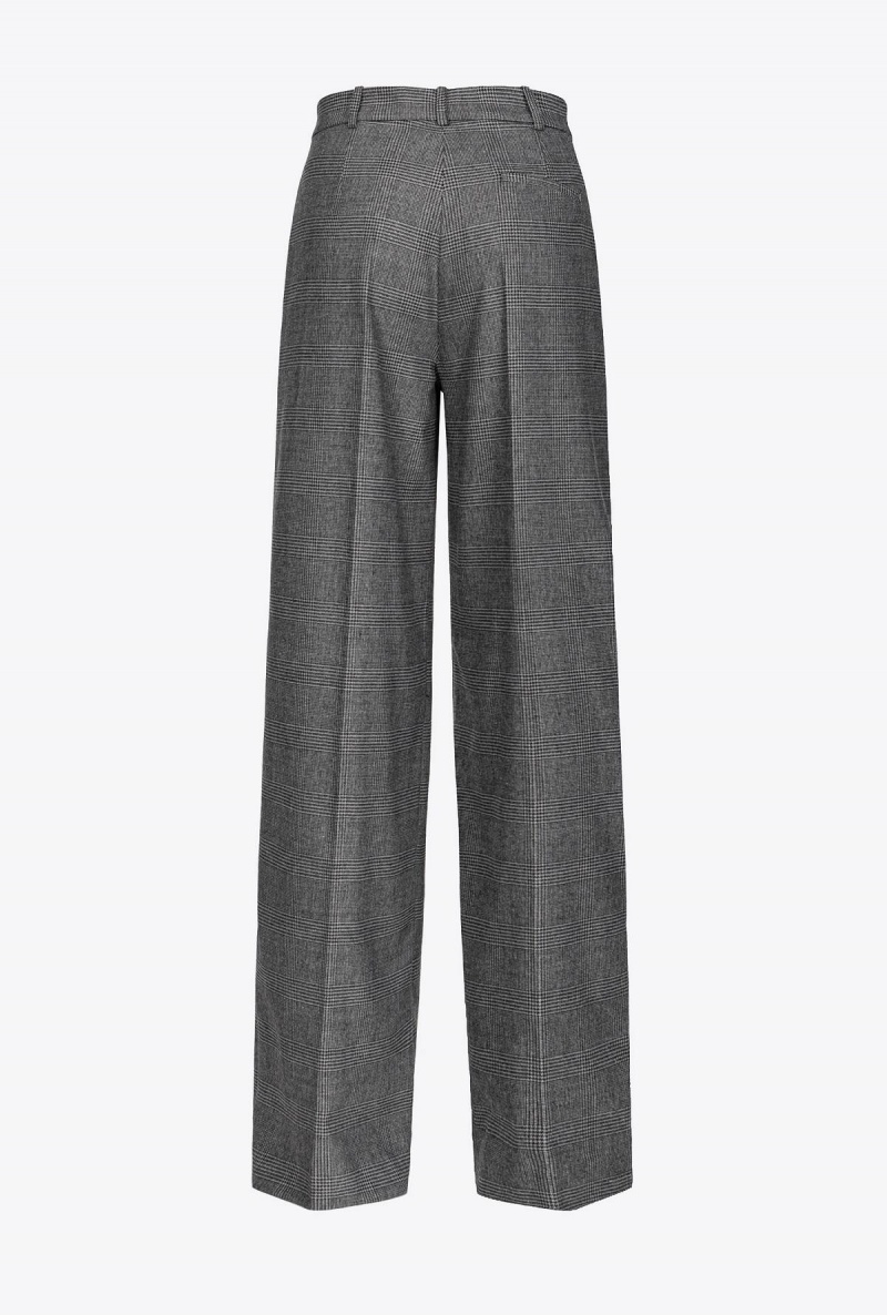 GREY/BLACK Pinko Prince-of-Wales flannel palazzo trousers | SMYNY19337