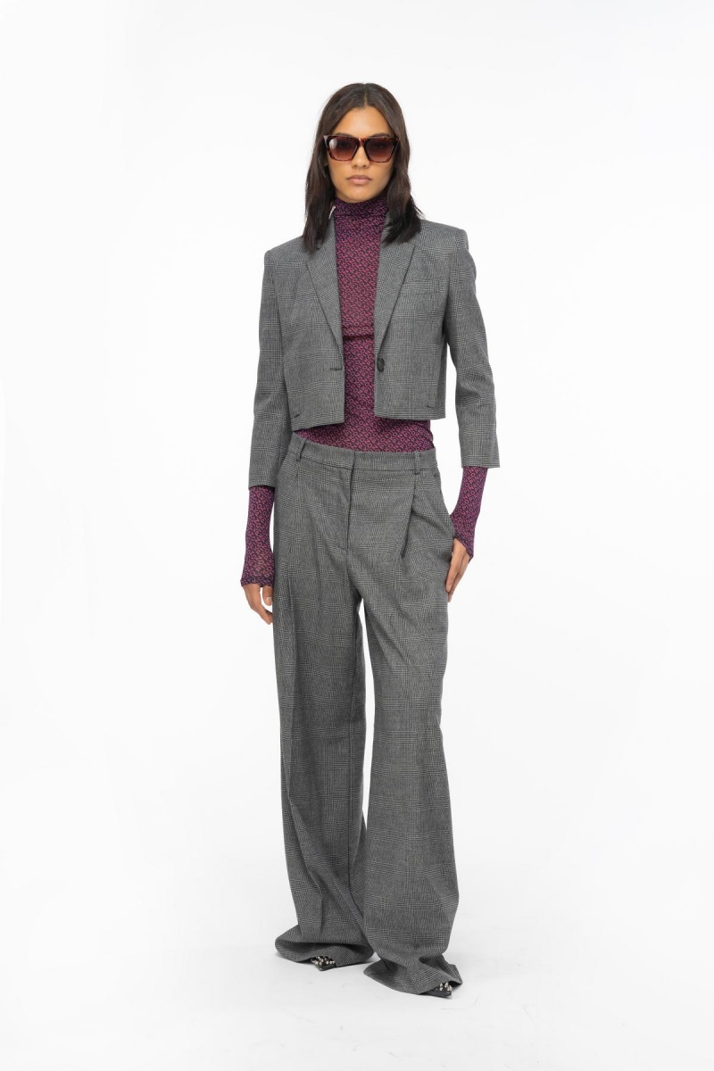 GREY/BLACK Pinko Prince-of-Wales spencer jacket | AMYWC92332