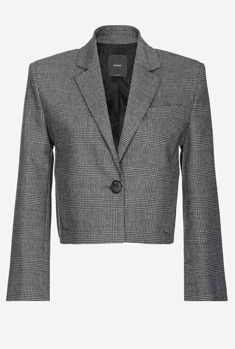 GREY/BLACK Pinko Prince-of-Wales spencer jacket | UMYND54330