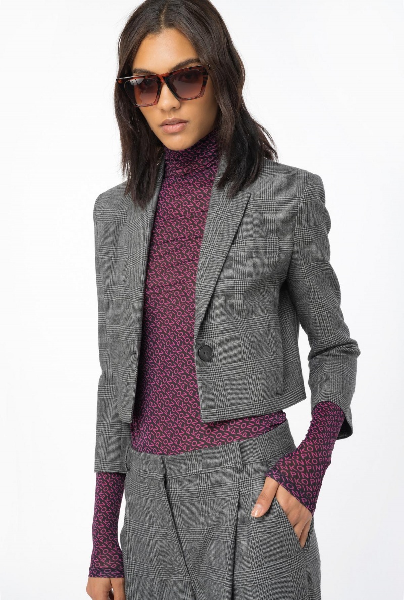 GREY/BLACK Pinko Prince-of-Wales spencer jacket | UMYND54330