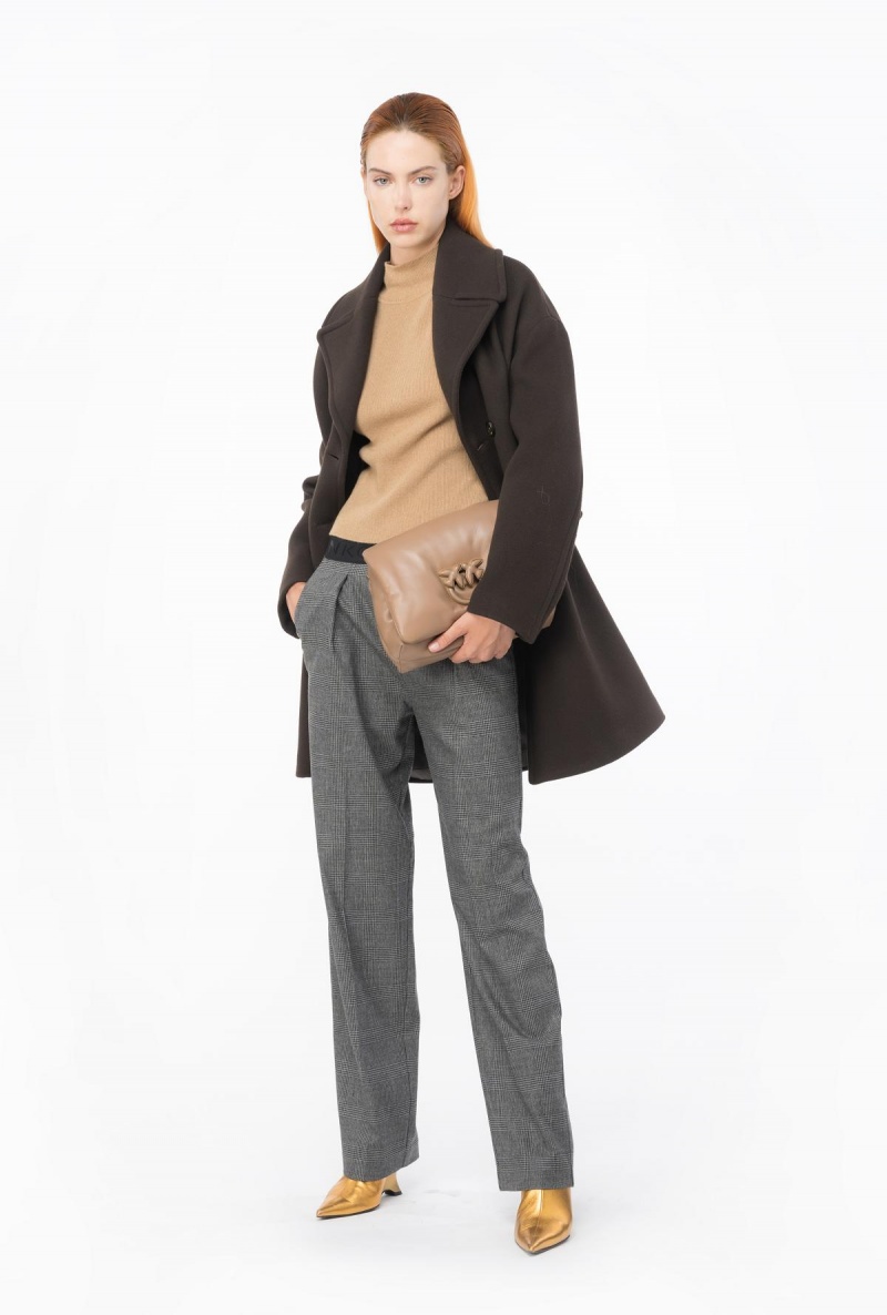 GREY/BLACK Pinko Prince-of-Wales trousers with elasticated waist | FMYHY97655