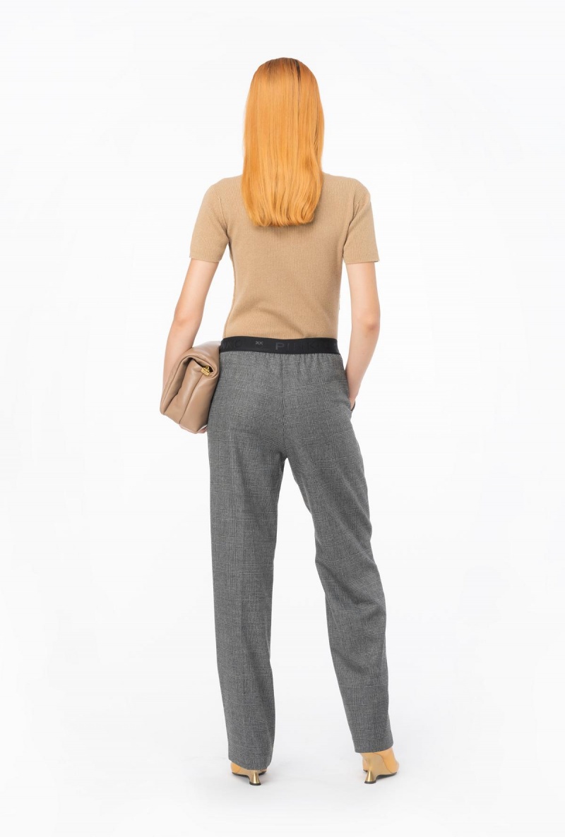 GREY/BLACK Pinko Prince-of-Wales trousers with elasticated waist | FMYHY97655