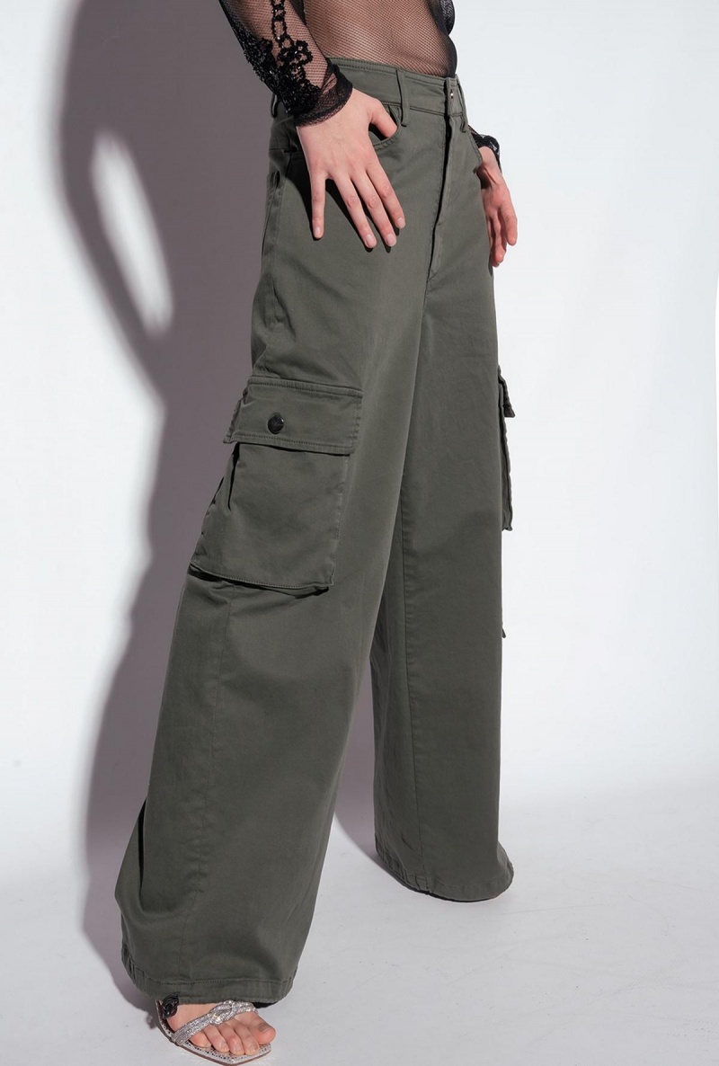 GREY-GREEN Pinko Oversized cargo trousers | MYIIZ84243