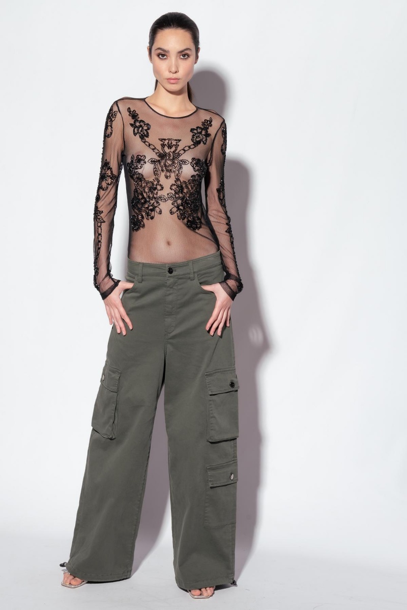 GREY-GREEN Pinko Oversized cargo trousers | MYIIZ84243