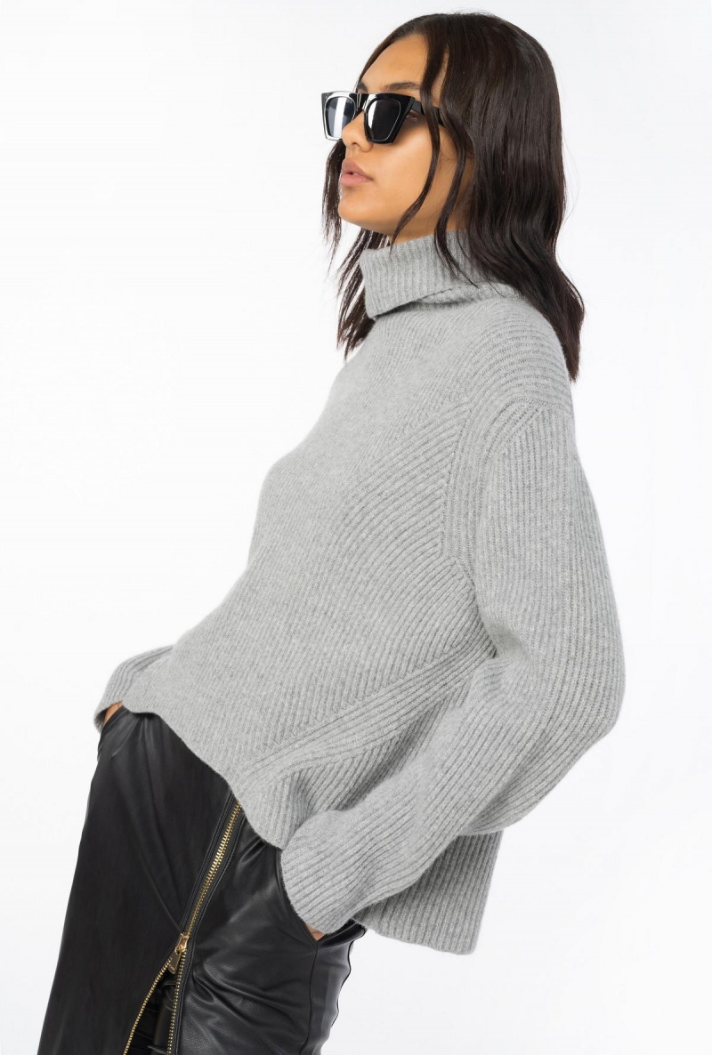 GREY-MONUMENT GREY Pinko Ribbed turtleneck sweater | PMYQX31414