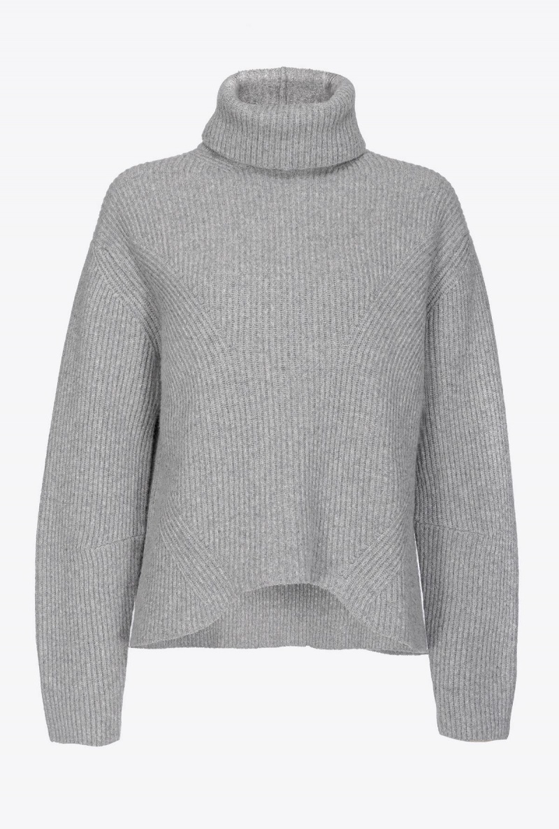 GREY-MONUMENT GREY Pinko Ribbed turtleneck sweater | PMYQX31414
