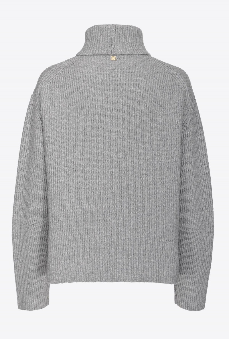 GREY-MONUMENT GREY Pinko Ribbed turtleneck sweater | PMYQX31414