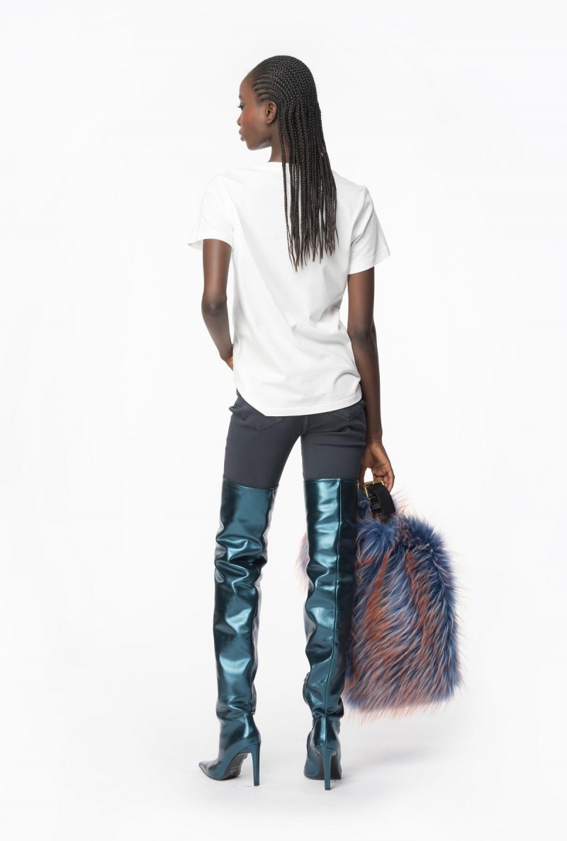 GREY - EBONY Pinko Coloured stretch bull denim skinny jeans | MYJZR36315